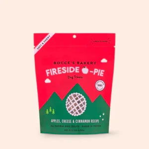 Our Fireside Apple Pie treats are a slice of comfort food for your furry-friend. Made with sweet apples, yummy cheese and cinnamon ”the perfect dessert treat to enjoy by the fire ( or while snuggled up at home). 100% Real Ingredients (Just 10!) Baked in the USA Wheat-Free Soft & Chewy Treats