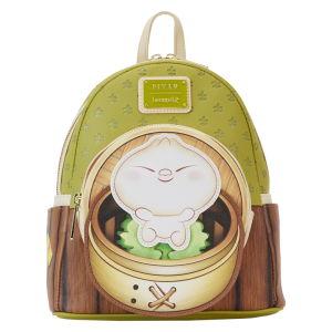 There’s nothing like a good meal to bring family together! Nurture your own little dumpling with the Loungefly Disney-Pixar Bao Bamboo Steamer Mini Backpack. On the front, a happy dumpling rests in a bamboo steamer basket on the zipper pocket while wallpaper details appear above. Turn the bag around to see soy sauce, chopsticks, and potstickers on the side pockets while a teapot appears on the bag’s back. This mini backpack has plenty of room to hold your belongings and will keep you company on all your adventures. The Loungefly Disney-Pixar Bao Bamboo Steamer Mini Backpack is made of vegan leather (polyurethane). Bag has adjustable shoulder straps and shiny gold hardware. Additional details include applique, debossed, and printed details. Take note of the coordinating inside lining. This backpack is an officially licensed Disney-Pixar product. Backpack dimensions: 9”W 10.5”H x 4.5”D