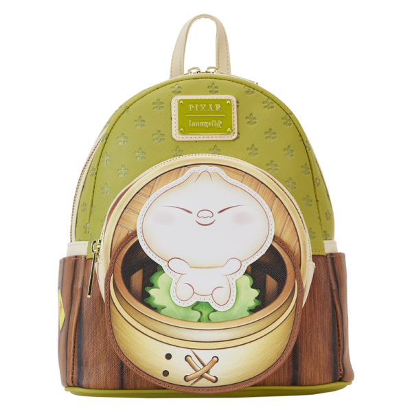 There’s nothing like a good meal to bring family together! Nurture your own little dumpling with the Loungefly Disney-Pixar Bao Bamboo Steamer Mini Backpack. On the front, a happy dumpling rests in a bamboo steamer basket on the zipper pocket while wallpaper details appear above. Turn the bag around to see soy sauce, chopsticks, and potstickers on the side pockets while a teapot appears on the bag’s back. This mini backpack has plenty of room to hold your belongings and will keep you company on all your adventures. The Loungefly Disney-Pixar Bao Bamboo Steamer Mini Backpack is made of vegan leather (polyurethane). Bag has adjustable shoulder straps and shiny gold hardware. Additional details include applique, debossed, and printed details. Take note of the coordinating inside lining. This backpack is an officially licensed Disney-Pixar product. Backpack dimensions: 9”W 10.5”H x 4.5”D