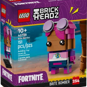 Thrill gamers with this awesome LEGO® Fortnite® BrickHeadz™ Brite Bomber (40728) building set for fans aged 10 and over. Inspired by the LEGO Fortnite video game, it lets kids build a BrickHeadz version of an iconic video game figure. A cool gift for Fortnite fans, the buildable Brite Bomber figure is instantly recognisable thanks to her pink hair and trademark sunglasses. The set also features a baseplate, so fans can continue the fun by displaying their creations proudly once complete. Video game figure – Bring the Fortnite fun into the real world with this LEGO® Fortnite® BrickHeadz™ Brite Bomber building set for gamers aged 10 and over Instantly recognisable – Based on the iconic Brite Bomber from Fortnite, the buildable figure has pink hair and sunglasses and comes with a pickaxe accessory Play and display – Kids can use the Fortnite toy to recreate video game adventures before displaying it in their bedrooms or gaming rooms Gift idea for kids – The buildable Brite Bomber figure makes a gift for young gamers and LEGO® Fortnite® fans of all ages Discover LEGO® Fortnite® – Unlock new levels of creativity with our collection of LEGO Fortnite building sets (sold separately) and bring the gaming adventure into the real world Dimensions – The Brite Bomber in this 151-piece set stands over 8 cm (3 in.) tall