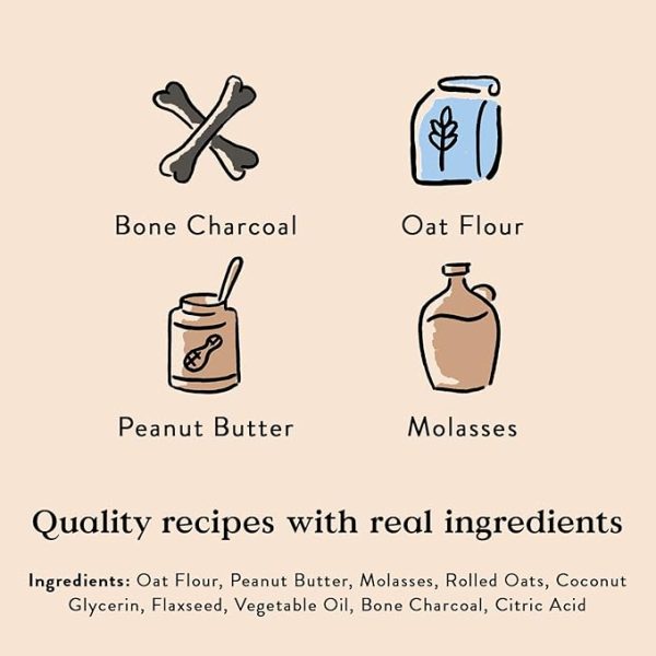 Shh...we won't tell Santa these are actually delicious! Packed with peanut butter and charcoal for soothing holiday bellies.; Ingredients: Oat Flour, Peanut Butter, Molasses, Rolled Oats, Coconut Glycerin, Flaxseed, Vegetable Oil, Bone Charcoal, Citric Acid; Guaranteed Analysis: 12% Protein, 14% Fat, 3% Fiber, 8% Moisture; Calories: 4221 kcal/kg, 14 kcal/treat