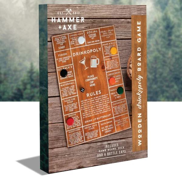 Exciting gameplay with perfect icebreakers Premium wooden game board with vintage look Includes board, bottle caps, dice, and drawstring bag Easy-to-follow instructions for hours of play Display-worthy design Vintage and Stylish design