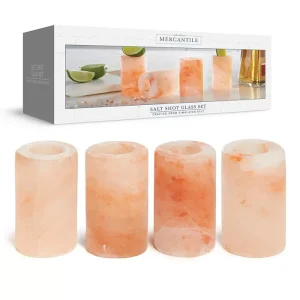 Elevate your tequila shots with Studio Mercantile salt shot glasses, crafted from authentic Himalayan salt crystals. This set of 4 - 3' glasses enhances the flavor of your spirits, offering a fun and effortless way to entertain. The perfect gift for tequila lovers and party hosts.