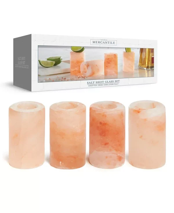 Elevate your tequila shots with Studio Mercantile salt shot glasses, crafted from authentic Himalayan salt crystals. This set of 4 - 3' glasses enhances the flavor of your spirits, offering a fun and effortless way to entertain. The perfect gift for tequila lovers and party hosts.