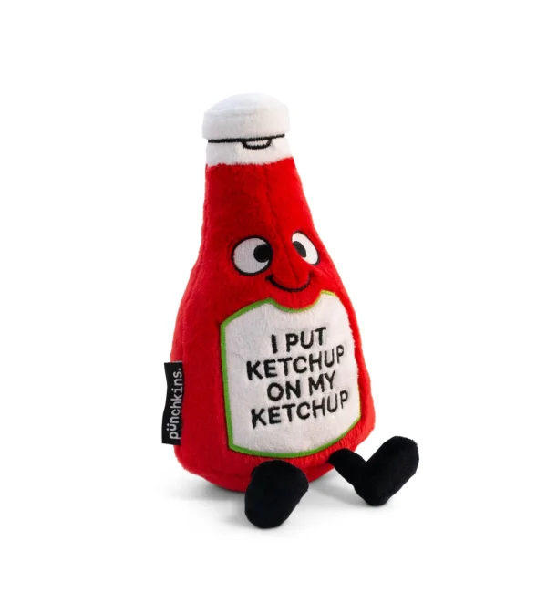 If this plushie had a slogan, it would be: i love ketchup from my head to-ma-toes! He needs ketchup on top of his ketchup with a side of ketchup. To him, no meal is complete without¦you guessed it¦ketchup. His silly smily, dangly legs, and bottle detail make him so easy to love. He's the perfect gift for any ketchup-loving kid! This plush is ideal for children, collectors, or anyone who loves cozy and fun decor.