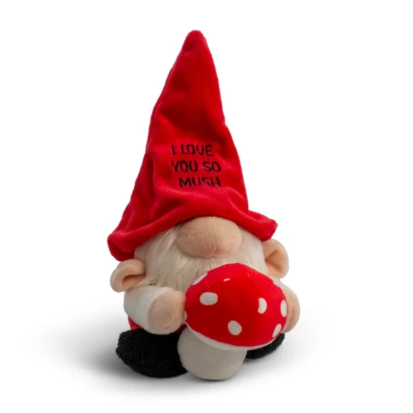 This gnome's got so mush love to give, and he's giving it all to you! He wants you to know that he's got eyes for gnome one else but you! His cute nose, tiny ears, and 3D mushroom make him as cute as a button. He's the perfect gift to tell your person that you'll always love the gnome matter what! This plush is ideal for children, collectors, or anyone who loves cozy and fun decor.