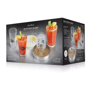 Serve up the ultimate Bloody Mary with this all in one set. Easily rim each glass in the included rimming tray with lid that doubles as a lemon or lime juice tray. Then just add ice ingredients to each of the 4 included glasses. Don't know the recipe no problem. Just follow the recipe printed directly on the back of each glass.