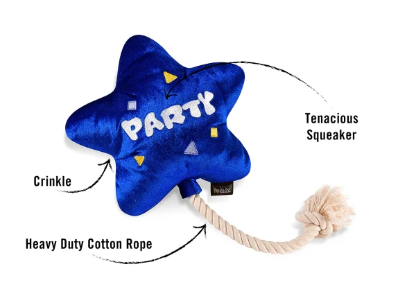 Make each day the best day for your furry friend with P.L.A.Y.'s Party Time Best Day Ever Balloon toy! This toy includes a squeaker for playful excitement, crinkle fabric for added texture and a heavy-duty cotton rope so your pup can carry their balloon around. Treat your canine companion to some joy where every playtime celebrates their happiness!