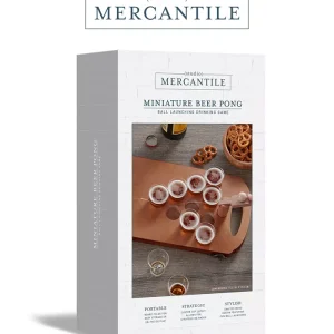 Studio bring on the party games with Studio Mercantile wooden mini beer pong drinking game set. The built-in ball catapult adds additional fun to the class beer pong game. Wooden board folds up for easy storage and for taking the party on the go.