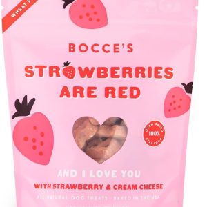 The best way to a pup’s heart is through their tummy (at least that’s what we’ve heard!) Show your pup some extra love with these crunchy biscuit treats baked with strawberries and cream cheese and lots of “I love you’s.”