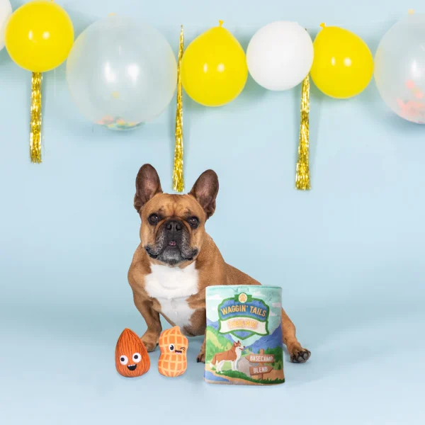 Take a hike! Our “Waggin’ Tails Trail Mix” burrow bag plush toy set is perfect for high-energy pups that enjoy interactive puzzle toys. This set includes 1 burrow bag with crazy crinkle paper and 2 mini toys with loud squeakers. Keep dogs entertained and occupied with hide-and-seek fun: simply hide the mini toys inside the burrow bag, squeak a mini toy or crinkle the bag, and watch your dog try to figure out how to pull them out. This boredom buster will keep your pup searching for these sweet treats! Great for most dog sizes and not intended for aggressive chewers. • Interactive puzzle toy • 3 toys in 1 • 2 mini toys • Loud squeaker in each mini toy • Crinkle paper in burrow bag • Perfect for most dog sizes • Burrow: 8" h x 6" w • Peanut: 4" h x 2.5" w • Almond: 4" h x 2.5" w