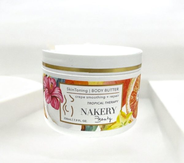 Nakery Body Butter in Tropical Therapy is a rich, deeply hydrating body moisturizer designed to nourish and rejuvenate your skin. Infused with the invigorating and exotic scent of tropical fruits and florals, this body butter provides long-lasting hydration, leaving your skin soft, smooth, and glowing. Its creamy texture melts into the skin, helping to soothe dryness and improve skin elasticity. Ideal for use after a shower or anytime your skin needs extra moisture, this body butter delivers a luxurious and tropical escape with every application, making it perfect for indulging in self-care.