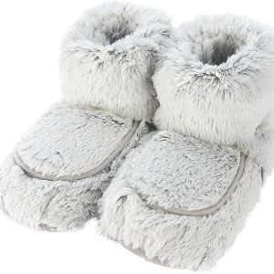 Warmies® Boots are fully microwavable and gently scented with real French lavender for the ultimate comfort and relaxation. Made with luxurious faux fur, these soft, stretchy slippers are one-size-fits-most, perfect for relieving stress and soothing tired, aching feet. Simply pop them in a microwave to provide up to an hour of soothing warmth and comfort. Quick Facts: One Size: Fits Women’s Shoe Sizes 6-10 U.S. Simply Warm in a Microwave Soothes, Warms and Comforts Scented with Real French Lavender Chill in a Freezer for Cooling Relief Safe for all Ages Non-Slip Soles Weight: 2.25lbs