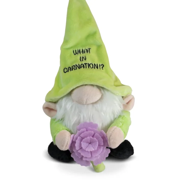 What in carnation is going on here? This gnomes curiosity is blooming! He's got questions, and hopefully, you've got answers! His cute nose, fuzzy shirt, and 3D flower make him simply iris-istible. We be-leaf he'd make a great gift for any plant lover. This plush is ideal for children, collectors, or anyone who loves cozy and fun decor.