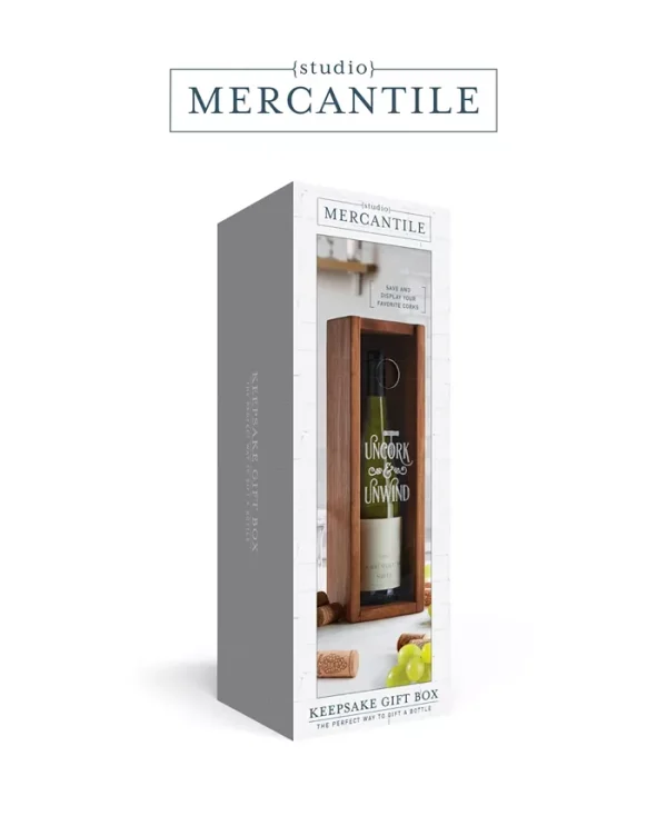 Present your favorite wine in style with the Studio Mercantile wine keepsake box, a dual-purpose gift box and cork display. Crafted to fit most wine and champagne bottles, this keepsake box features a plexiglass cover for secure storage and easy cork viewing.