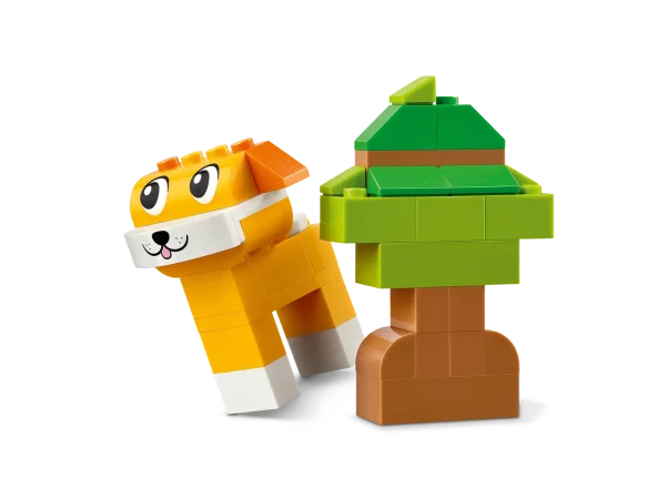 Animal-lovers aged 5 and up can indulge their passion for pets with this creative animal building set. LEGO® Classic Creative Pets (11034) is an inspirational mix of animal building bricks with simple guides to a colorful range of quick-to-build animal toys. It’s a great way to encourage kids’ creative construction. With 450 LEGO building bricks, including special pieces with eyes and mouths, and simple step-by-step instructions, kids can build a dog with a bowl and bone, a cat on a stand, a hamster with an apple, a rabbit with a carrot and a bird on a perch. Then, using suggestions included for alternative colors, shapes and functions, kids can rebuild their pets in a fun, new way. As their creative construction skills develop, kids can try out their own ideas. A guide featuring 10 ideas is included to kick-start the free-building fun. LEGO Classic toys are filled with ideas and inspiration and let parents share building fun and developmental milestones with their kids. Build-a-pet toy for kids – Young animal-lovers can build their own pets then customize them with LEGO® Classic Creative Pets for girls and boys aged 5 and up Animal building-brick toys – Kids can build a cat on a stand, a dog with a bowl and bone, a hamster with an apple, a rabbit with a carrot and a bird on a perch Inspire young builders – Special pieces featuring eyes and mouths and simple step-by-step instructions encourage kids to customize and create their own pets Endlessly creative – Includes a guide featuring 10 ideas to kick-start free-building fun so kids can experiment with creative construction LEGO® animal toys for kids – This building-bricks toy makes a birthday, holiday or any-day gift for kids who like dogs, cats and other pets Made for young builders – The easy-to-follow picture guide speeds up construction, and kids can combine this set with 11035, 11036 and 11037 (sold separately) to expand the fun Bricks that build skills – LEGO® Classic sets put open-endedplay and creative self-expression into the hands of young builders 450-piece LEGO® animal building kit – When built, the dog building set measures over 2 in. (5 cm) high and the cat on a stand measures over 3 in. (7 cm) high