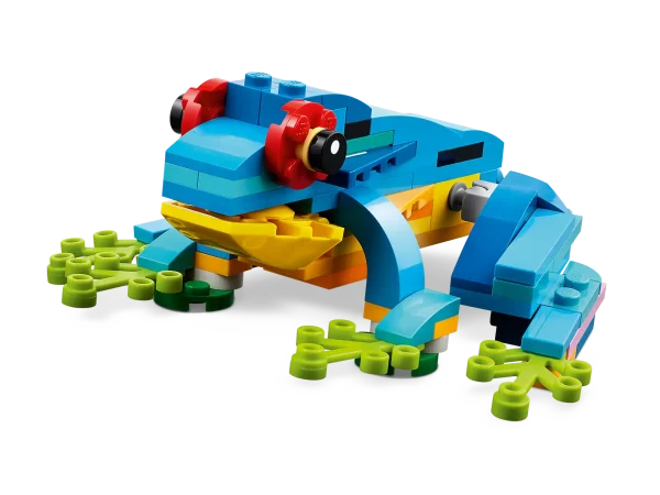 Little builders and passionate animal fans aged 7+ can travel deep into the rainforest for action-packed stories with this LEGO® Creator 3in1 Exotic Parrot (31136) building set. It features a colorful parrot that can fully rotate its body while sitting on a tree branch and move its wings and tail. 3in1 toys kick-start creative fun Kids have the chance to build 3 different exotic animal toys with this fantastic LEGO 3in1 set. They can build a colorful parrot sitting on a tree branch or rebuild it into a playful fish swimming at the bottom of the sea or a cheeky frog that can move its legs. A fun digital experience for LEGO fans Download the LEGO Builder app and step into a new world of building fun where kids can zoom in and rotate models in 3D, save sets and track their progress. 3in1 exotic animal toys – Kids aged 7+ can step into a rainforest with the LEGO® Creator 3in1 Exotic Parrot (31136) playset, featuring a parrot, a fish and a frog Endless play possibilities – Animal fans can stage different stories with a parrot perched on a tree, a fish swimming at the bottom of the sea and a playful frog Posable models – The parrot can rotate on its perch and move its wings and tail; the fish can lift its fins and be moved up and down; and the frog has posable legs A simple build – This 253-piece playset lets little builders aged 7+ enjoy a rewarding build-and-play experience and can be given as a reward or a birthday present Play on the go – Measuring over 8.5 in. (22 cm) high, 4 in. (11 cm) long and 4.5 in. (12 cm) wide, the parrot toy is a portable size for kids to take with them wherever they go More 3in1 fun – Look out for others in the LEGO® Creator 3in1 range, including the Space Shuttle (31134), Beach Camper Van (31138) and Cozy House (31139) sets A helping hand – Discover intuitive building instructions in the LEGO® Builder app, where kids can zoom in and rotate models in 3D, track progress and save sets as they develop new skills Premium quality – For more than 6 decades, LEGO® bricks have been made to ensure they pull apart consistently every time Safety assurance – LEGO® building bricks meet stringent global safety standards