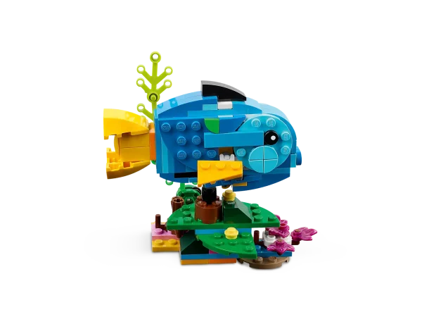 Little builders and passionate animal fans aged 7+ can travel deep into the rainforest for action-packed stories with this LEGO® Creator 3in1 Exotic Parrot (31136) building set. It features a colorful parrot that can fully rotate its body while sitting on a tree branch and move its wings and tail. 3in1 toys kick-start creative fun Kids have the chance to build 3 different exotic animal toys with this fantastic LEGO 3in1 set. They can build a colorful parrot sitting on a tree branch or rebuild it into a playful fish swimming at the bottom of the sea or a cheeky frog that can move its legs. A fun digital experience for LEGO fans Download the LEGO Builder app and step into a new world of building fun where kids can zoom in and rotate models in 3D, save sets and track their progress. 3in1 exotic animal toys – Kids aged 7+ can step into a rainforest with the LEGO® Creator 3in1 Exotic Parrot (31136) playset, featuring a parrot, a fish and a frog Endless play possibilities – Animal fans can stage different stories with a parrot perched on a tree, a fish swimming at the bottom of the sea and a playful frog Posable models – The parrot can rotate on its perch and move its wings and tail; the fish can lift its fins and be moved up and down; and the frog has posable legs A simple build – This 253-piece playset lets little builders aged 7+ enjoy a rewarding build-and-play experience and can be given as a reward or a birthday present Play on the go – Measuring over 8.5 in. (22 cm) high, 4 in. (11 cm) long and 4.5 in. (12 cm) wide, the parrot toy is a portable size for kids to take with them wherever they go More 3in1 fun – Look out for others in the LEGO® Creator 3in1 range, including the Space Shuttle (31134), Beach Camper Van (31138) and Cozy House (31139) sets A helping hand – Discover intuitive building instructions in the LEGO® Builder app, where kids can zoom in and rotate models in 3D, track progress and save sets as they develop new skills Premium quality – For more than 6 decades, LEGO® bricks have been made to ensure they pull apart consistently every time Safety assurance – LEGO® building bricks meet stringent global safety standards