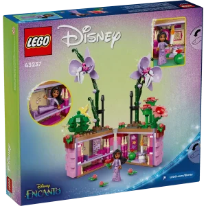 Engage kids and Disney fans aged 9+ who like art and design with this LEGO® ǀ Disney Encanto Isabela’s Flowerpot (43237) buildable play-and-display toy. Featuring a hinged basket flowerpot that opens to reveal a hidden room full of fun movie details, an Isabela LEGO ǀ Disney mini-doll figure, and orchid and cactus buildable LEGO flower toys to set up in an appealing display when the flowerpot is closed. This detailed Disney gift for girls and boys appeals to older kids, offering a more complexbuild and fun play possibilities thanks to the secret room inside the flowerpot. Once play is done, it also makes a good display set for a room or shelf. Kids and grown-up fans alike will appreciate all the details in the flowerpot and can enjoy creating the latest buildable toy together. Builders can also enjoy an easy and intuitive building experience with the LEGO Builder app. They can zoom in and rotate models in 3D, save new sets and track their progress. LEGO® ǀ Disney Encanto playset for kids – Inspire girls and boys aged 9+ with this Isabela’s Flowerpot building toy set, and spark imagination as kids play out their own fantasy stories Creative possibilities – The buildable set includes an opening flowerpot with a basket design inspired by the movie, flowers and an Isabela LEGO® ǀ Disney Encanto mini-doll figure Hidden space – Inside the flowerpot is a detailed setup of Isabela’s room, with a bed, cactus and LEGO® orchids, more play starters and space for the mini-doll figure LEGO® ǀ Disney Encanto building set – This set lets fans build the flowerpot and place the flowers how they like, open it for creative play options, then set it up for display when play is over Encanto gift for kids – Featuring an opening function and designed for play and display, the construction set makes a fun special occasion gift for girls, boys and Disney fans aged 9 and up A helping hand – Discover intuitive instructions in the LEGO® Builder app where builders can zoom in and rotate models in 3D, track their progress and save sets as they develop new skills Explore a passion – With a LEGO® ǀ Disney mini-doll figure, a buildable flowerpot and flowers to decorate it, the building set encourages a passion for design and develops life skills through fun Measurements – This 641-piece playset features a buildable flower-filled flowerpot that measures over 9 in. (24 cm) high, 6 in. (15 cm) wide and 5 in. (12 cm) deep