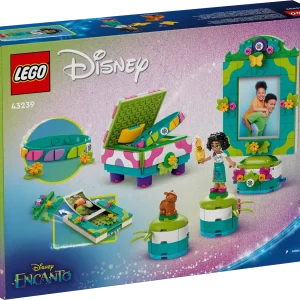 Appeal to fans and kids aged 6+ who love Disney movies with this creative LEGO® ǀ Disney Encanto Mirabel’s Photo Frame and Jewelry Box (43239) buildable toy. Featuring a jewelry box with room for the included bracelet, plus a photo frame and standwith extra clips for small photos and 2 spots for the Mirabel LEGO ǀ Disney mini-doll figure character and LEGO ǀ Disney capybara figure. This colorful, multi-piece Disney construction set is packed with features and accessories to inspire creative kid s. It makes a fun gift for girls, boys and fans of art and design who are looking for a new creative outlet that encourages redesign and decorating. Builders also enjoy an easy and intuitive building experience with the LEGO Builder app. They can zoom in and rotate models in 3D, save sets and track their progress. The set is made for short, everyday play sessions and can be added to other LEGO sets as well as LEGO ǀ Disney construction toys in the series (each set sold separately) to expand play. LEGO® ǀ Disney Encanto art and design for kids – The Mirabel’s Photo Frame and Jewelry Box building set lets girls and boys aged 6+ have lots of fun while stretching their creativity LEGO® picture frame – The buildable set includes a small jewelry box, photo frame with stand and extra clips, wearable bracelet, plus a Mirabel LEGO ǀ Disney Encanto mini-doll figure Encanto details – The construction kit includes story starters like the candle from the movie, a LEGO® ǀ Disney capybara figure and plenty of elements for decorating Design play – This LEGO® building set lets fans build a jewelry box and photo frame, then design and decorate those pieces, along with the wearable bracelet, and redecorate them any time Creative Encanto gift for kids – Makes a fun, everyday gift for girls, boys and Disney fans aged 6+ who deserve an imaginative treat based on a movie they love LEGO® ǀ Disney fun – This buildable playset lets Encanto fans expand the play by adding it to other LEGO sets (sold separately) in the Disney series Explore a passion – With 2 home decor pieces and a wearable bracelet that can be redecorated endlessly, this building set encourages a passion for design and develops life skills through fun Measurements – The 334-piece playset includes a buildable photo frame that measures over 6 in. (15 cm) high, 5.5 in. (14 cm) wide and 2 in. (5 cm) deep