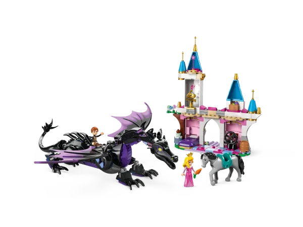 Epic stories await kids and Disney’s Sleeping Beauty fans aged 7+ as they create this LEGO® ǀ Disney Princess Maleficent’s Dragon Form (43240) buildable playset. The construction set is a fun Disney gift idea and has a bridge section with towers and space for a bed, a turning spinning wheel and other play starters. There are Aurora and Prince Philip LEGO ǀ Disney mini-doll figures, a Samson LEGO ǀ Disney horse figure and a posable LEGO ǀ Disney dragon figure with movable head, legs and tail, plus folding wings. This buildable playset is made for kids aged 7 and up and helps grow their confidence as they create new stories. It’s easy to take out for playdates and can be added to other LEGO building sets for kids and LEGO ǀ Disney buildingtoys (sold separately) in the series. Kids also get an easy and intuitive building experience with the LEGO Builder app. They can zoom in and rotate models in 3D, save sets and track progress. Buildable dragon toy for kids – Gift girls and boys aged 7+ with this Maleficent’s Dragon Form buildable playset and spark creativity as kids play out their own Sleeping Beauty stories Posable model – A posable dragon building toy with folding wings, a bridge and tower section, Aurora and Prince Phillip LEGO® ǀ Disney mini-doll figures and a LEGO ǀ Disney horse figure Fun building set for kids – The buildable bridge with spires includes a bed for Aurora and a spinning wheel that moves the vines when turned, a suit of armor, wand and other play starters Sleeping Beauty building toy – This LEGO® ǀ Disney construction set lets fans reimagine the story of Sleeping Beauty however they like, or play out the best movie scenes again and again Gift for movie fans and kids – A buildable playset gift idea for girls, boys and Disney fans aged 7+, with a buildable castle bridge section, posable dragon and 2 well-known movie characters A helping hand – Discover intuitive instructions in the LEGO® Builder app where builders can zoom in and rotate models in 3D, track their progress and save sets as they develop new skills Develop life skills – 2 LEGO® ǀ Disney mini-doll figures, a posable LEGO ǀ Disney dragon figure and LEGO ǀ Disney horse figure help encourage creative play and vital life skills through fun Measurements – This 583-piece building set for kids includes a posable LEGO® ǀ Disney dragon figure that stands over 7 in. (18 cm) tall