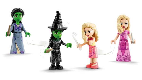 Transport girls and boys aged 8 plus to a beloved scene from the Wicked movie with this Glinda & Elphaba's Dormitory (75683) best-friend gift for kids. This collectible toy recreates the iconic scene from the movie where the girls’ friendship blossoms. This model toy consists of a beautiful buildable trunk that opens out into a detailed dollhouse playset of the girls’ bedroom at Shiz University. Brimming with authentic accessories, this toy dollhouse playset lets kids recreate the scene where Glinda pledges to make Elphaba “popular.” Just like in the movie, the 2 mini-dolls wear pajamas, but there are also 2 daytime outfits for extra dress-up fun. Kids scan the set’s hidden QR code to access unique LEGO® Wicked content and sing along to the “Popular” hit from the movie. By placing the mini-dolls on the spinning stand, kids make the characters ‘dance’ along to the music! When the play is over, close the bedroom and transform it into Glinda’s trunk, which can be locked with a key! Collectible toy for Wicked fans – Girls and boys aged 8 plus build Glinda & Elphaba's Dormitory then act out iconic friendship moments from the movie or invent stories of their own Elphaba and Glinda mini-dolls figures – This fantasy toy includes the 2 Wicked lead characters dressed in pajamas, just like in the scene from the movie, as well as 2 daytime outfits for dress-up fun Model toy of the girls’ Shiz University dormitory – This detailed dorm room recreation closes to form a travel case decorated with Glinda’s flower and Elphaba’s green bottle Full of features – Dollhouse toy includes wands, perfume bottles on a spinning stand, drawers and 2 of Glinda’s flowers… a buildable one to decorate the trunk and a small one for Elphaba’s hair Gift for kids who love dollhouse playsets – This LEGO® set makes a great best-friend gift for girls and boys aged 8 plus and fans of the Wicked movie Spellbinding playsets – Conjure up more movie magic with other adventure playsets (sold separately) in the LEGO® Wicked range, all of which feature on the intuitive LEGO Builder app Fantasy toys for kids – This dollhouse playset let kids join Elphaba and Glinda on their adventures in the land of Oz and enjoy more unique LEGO® Wicked moments by scanning the set’s hidden QR code Dimensions – The 740-piece LEGO® Wicked set measures over 8 in. (20 cm) high, 7 in. (18 cm) wide and 4 in. (11 cm) deep when closed in display configuration