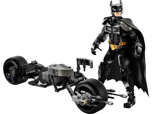 The posable LEGO® DC Batman™: Batman Construction Figure & the Bat-Pod Bike (76273) is the ultimate The Dark Knight movie action figure for fans of the iconic Super Hero aged 12 and up. Fully jointed and standing over 10 in. (26 cm) tall, this authentically detailed toy is as cool as it is collectible. The toy’s movable shoulder, arm, hip and leg joints let kids create cool poses and dynamic action, making the super-hero figure great to build, play with and display. The authentically detailed Batman action figure comes with his super-sleek, Bat-Pod bike, complete with 2 stud launchers. For added digital fun, builders can zoom in, rotate sets in 3D and track their progress using the fun, intuitive LEGO Builder app. The Dark Knight toy with bike – LEGO® DC Batman™: Batman Construction Figure & the Bat-Pod Bike puts a Batman collectible figure and bike toy into the hands of boys and girls aged 12 and up Movie-accurate adventure toy – The buildable Batman™ The Dark Knight figure wears a mask and a full-length cape and attaches to the Bat-Pod bike Posable super-hero figure – Movable shoulder, arm, hip and leg joints let kids create action poses with their LEGO® Batman™, motorcycle and stud launchers Manyways to play – This collectible Batman™ vehicle toy is fun for young superheroes to build, play with and display Gift for Batman™ lovers – Give this The Dark Knight action toy to kids who enjoy super-hero action and movie vehicle toys 3D building instructions – Kids can download the LEGO® Builder app for an immersive building experience, with digital tools to zoom in and rotate models in 3D, save sets and track progress More collectable LEGO® figures – This build-and-play toy is one of a range of buildable action figures (sold separately) that kids can combine to expand the super-hero fun Portable role-play fun – The Batman™ construction figure in this 713-piece set stands over 10 in. (26 cm) tall, making it big on fun but small enough for kids to take wherever they go