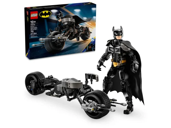 The posable LEGO® DC Batman™: Batman Construction Figure & the Bat-Pod Bike (76273) is the ultimate The Dark Knight movie action figure for fans of the iconic Super Hero aged 12 and up. Fully jointed and standing over 10 in. (26 cm) tall, this authentically detailed toy is as cool as it is collectible. The toy’s movable shoulder, arm, hip and leg joints let kids create cool poses and dynamic action, making the super-hero figure great to build, play with and display. The authentically detailed Batman action figure comes with his super-sleek, Bat-Pod bike, complete with 2 stud launchers. For added digital fun, builders can zoom in, rotate sets in 3D and track their progress using the fun, intuitive LEGO Builder app. The Dark Knight toy with bike – LEGO® DC Batman™: Batman Construction Figure & the Bat-Pod Bike puts a Batman collectible figure and bike toy into the hands of boys and girls aged 12 and up Movie-accurate adventure toy – The buildable Batman™ The Dark Knight figure wears a mask and a full-length cape and attaches to the Bat-Pod bike Posable super-hero figure – Movable shoulder, arm, hip and leg joints let kids create action poses with their LEGO® Batman™, motorcycle and stud launchers Manyways to play – This collectible Batman™ vehicle toy is fun for young superheroes to build, play with and display Gift for Batman™ lovers – Give this The Dark Knight action toy to kids who enjoy super-hero action and movie vehicle toys 3D building instructions – Kids can download the LEGO® Builder app for an immersive building experience, with digital tools to zoom in and rotate models in 3D, save sets and track progress More collectable LEGO® figures – This build-and-play toy is one of a range of buildable action figures (sold separately) that kids can combine to expand the super-hero fun Portable role-play fun – The Batman™ construction figure in this 713-piece set stands over 10 in. (26 cm) tall, making it big on fun but small enough for kids to take wherever they go