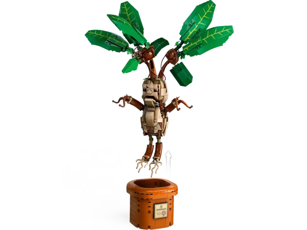 Bring the wonder of a Hogwarts™ Herbology class into kids’ lives with this LEGO® Harry Potter™ Mandrake plant toy (76433), the first-ever LEGO brick figure of the screaming plant. A magical gift and home decor idea for imaginative girls, boys and any Harry Potter fan aged 10 and up, the set features a close-to-life-size posable toy model of a Mandrake and a buildable plant pot to create a playful display. Pose the leaves of the Mandrake, remove it from the pot and move its chest up and down to animate its mouth and limbs as if it’s screaming. Add to children’s creative experience with the LEGO Builder app, where they can zoom in and rotate a 3D digital version of this model as they build, track their progress and save sets. An enchantinghome decor idea, this unusual magical creature toy is part of an extensive LEGO Harry Potter collection (sets sold separately) that offers unlimited ways to build and play out spellbinding stories. LEGO® Harry Potter™ Mandrake plant toy for playful display – The first LEGO brick-built figure of a magical Mandrake plant from the Hogwarts™ Herbology class Magical plant toy figure – Display the model of the screaming plant from the Harry Potter™ stories in its buildable plant pot or remove the Mandrake from the pot for fun nurture play Unique toy for kids with realistic details – Pose the leaves of the Mandrake, move its chest up and down to animate its mouth and limbs, and sit the creature down outside of the pot Build, play and display – This Harry Potter™ gift set offers a rewarding build-and-play experience for Harry Potter fans, and the plant pot has a nameplate to add to the display Fun LEGO® Harry Potter™ gift for kids – Give this magical creature toy as a special-occasion gift or reward to imaginative girls, boys and any Harry Potter fan aged 10 and up A helping hand – Discover intuitive instructions in the LEGO® Builder app, where builders can zoom in and rotate models in 3D, track their progress and save sets as they develop new skills Part of an extensive collection – LEGO® Harry Potter™ sets let young witches, wizards and Muggles™ play out iconic scenes, make up their own stories or simply display the models Harry Potter™ decor idea – The Mandrake toy figure in the plant pot in this 579-piece set stands over 10.5 in. (27 cm) tallBring the wonder of a Hogwarts™ Herbology class into kids’ lives with this LEGO® Harry Potter™ Mandrake plant toy (76433), the first-ever LEGO brick figure of the screaming plant. A magical gift and home decor idea for imaginative girls, boys and any Harry Potter fan aged 10 and up, the set features a close-to-life-size posable toy model of a Mandrake and a buildable plant pot to create a playful display. Pose the leaves of the Mandrake, remove it from the pot and move its chest up and down to animate its mouth and limbs as if it’s screaming. Add to children’s creative experience with the LEGO Builder app, where they can zoom in and rotate a 3D digital version of this model as they build, track their progress and save sets. An enchantinghome decor idea, this unusual magical creature toy is part of an extensive LEGO Harry Potter collection (sets sold separately) that offers unlimited ways to build and play out spellbinding stories. LEGO® Harry Potter™ Mandrake plant toy for playful display – The first LEGO brick-built figure of a magical Mandrake plant from the Hogwarts™ Herbology class Magical plant toy figure – Display the model of the screaming plant from the Harry Potter™ stories in its buildable plant pot or remove the Mandrake from the pot for fun nurture play Unique toy for kids with realistic details – Pose the leaves of the Mandrake, move its chest up and down to animate its mouth and limbs, and sit the creature down outside of the pot Build, play and display – This Harry Potter™ gift set offers a rewarding build-and-play experience for Harry Potter fans, and the plant pot has a nameplate to add to the display Fun LEGO® Harry Potter™ gift for kids – Give this magical creature toy as a special-occasion gift or reward to imaginative girls, boys and any Harry Potter fan aged 10 and up A helping hand – Discover intuitive instructions in the LEGO® Builder app, where builders can zoom in and rotate models in 3D, track their progress and save sets as they develop new skills Part of an extensive collection – LEGO® Harry Potter™ sets let young witches, wizards and Muggles™ play out iconic scenes, make up their own stories or simply display the models Harry Potter™ decor idea – The Mandrake toy figure in the plant pot in this 579-piece set stands over 10.5 in. (27 cm) tall