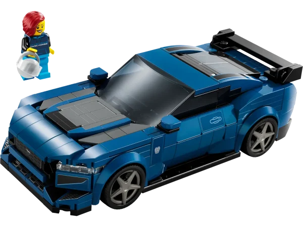 The LEGO® Speed Champions Ford Mustang Dark Horse Sports Car (76920) toy vehicle is a faithful brick-built version of the powerful real-life model from the iconic American car maker. Kids aged 9+ will love to collect, build, display and play out action with this blue toy car. The Ford Mustang toy car features several authentic design features: the rear wing, distinctive grille, headlights, tailpipes, Ford logos and detailed interior with a gearshift and dashboard. The buildable LEGO car also comes with a removable roof and a driver minifigure wearing a Dark Horse hoodie for kids to place behind the wheel and play out exciting action. Speed Champions building sets let kids and passionate car fans build replica versions of some of the world’s most iconic vehicles. They will be thrilled to create high-quality models from LEGO bricks, featuring distinctive details. Each car toy can be created with the LEGO Builder app, which guides you and your child on an easy and intuitive building adventure. Ford toy vehicle for kids – LEGO® Speed Champions Ford Mustang Dark Horse Sports Car model for boys and girls aged 9+ and adult car-model collectors 1 minifigure – The buildable car includes a removable roof and a driver minifigure with a helmet, wig and a wrench wearing a Dark Horse hoodie for kids to place behind the wheel and play out action Authentic Ford design details – The Ford Mustang Dark Horse Sports Car toy includes a rear wing, a grille, headlights, tailpipes, Ford logos and interior details LEGO® car display model – After kids have taken the Ford toy for a drive around the track or city roads, they can proudly display it on a shelf or bedside table Car gifts – Buildable car kit provides a fun build-and-play experience and is a car gift for kids aged 9+ or adult car-model collectors Bigger racing adventures – Discover more LEGO® Speed Champions cars with authentic details, sets sold separately Play with and-display iconic car models – LEGO® Speed Champions sets letkids and passionate car fans build replica versions of some of the world’s most iconic vehicles Measurements – This 344-piece LEGO® Ford car measures over 1.5 in. (4 cm) high, 6 in. (15 cm) long and 2.5 in. (7 cm) wide