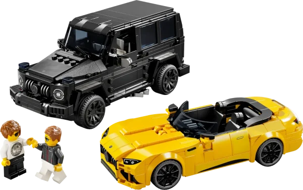 Boys and girls aged 10+ can now own this awesome Mercedes-AMG double pack of buildable LEGO® Speed Champions car toys featuring the Mercedes-AMG G 63 and Mercedes-AMG SL 63 (76924). This LEGO set with 2 stylish toy model cars is ideal for kids, Mercedes-AMG fans and passionate adult collectors to build, display and play out action-packed races. The Mercedes-AMG G 63 black G-class and the Mercedes-AMG SL 63 yellow convertible roadster models both include authentic design details from the real-life versions, including front grilles, hoods, and interior features. Each Mercedes-AMG toy also comes with a driver minifigure for kids to place behind the wheel to enjoy races on the track. LEGO Speed Champions car building kits let kids and passionate car fans build replica versions of some of the world’s most iconic vehicles. Each LEGO toy car playset can be created using printed building instructions or the LEGO Builder app, which guides you and your child on an easy and intuitive building adventure. 2 Mercedes-AMG car toys for kids – LEGO® Speed Champions Mercedes-AMG G 63 & Mercedes-AMG SL 63 vehicle playset for boys and girls aged 10+ and adult car-model collectors 2 driver minifigures – Each buildable vehicle toy comes with a driver minifigure wearing a Mercedes-AMG outfit so kids can role-play fast-paced races Authentic Mercedes-AMG design – Each collectible car model features design details from the real-life versions, including front grilles, hoods, wheels, interior features and the famous Mercedes-AMG design Display models – After kids have enjoyed hours of independent play racing 2 LEGO® toy model cars, the vehicles can be displayed on a shelf or bedside table Car toy gifts – This Mercedes-AMG car playset provides a fun build-and-play experience and is a gift idea for kids aged 10+ or adult car-model collectors Bigger racing adventures – Discover more LEGO® Speed Champions brick-built car playsets (sold separately) packed with realistic details Play with and display car building toys – LEGO® Speed Champions car building sets let kids and car fans build replicas of some of the world’s most iconic vehicles Measurements – This 806-piece LEGO® driving playset features a Mercedes-AMG G 63 toy car that measures over 2.5 in. (7 cm) high, 7 in. (18 cm) long and 3 in. (8 cm) wide