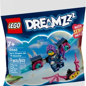 Let imaginations fly high with LEGO® DREAMZzz™ Zoey’s Dream Jet Pack Booster (30660), which includes a Zoey minifigure with a jet pack, plus a cool nightmare creature.